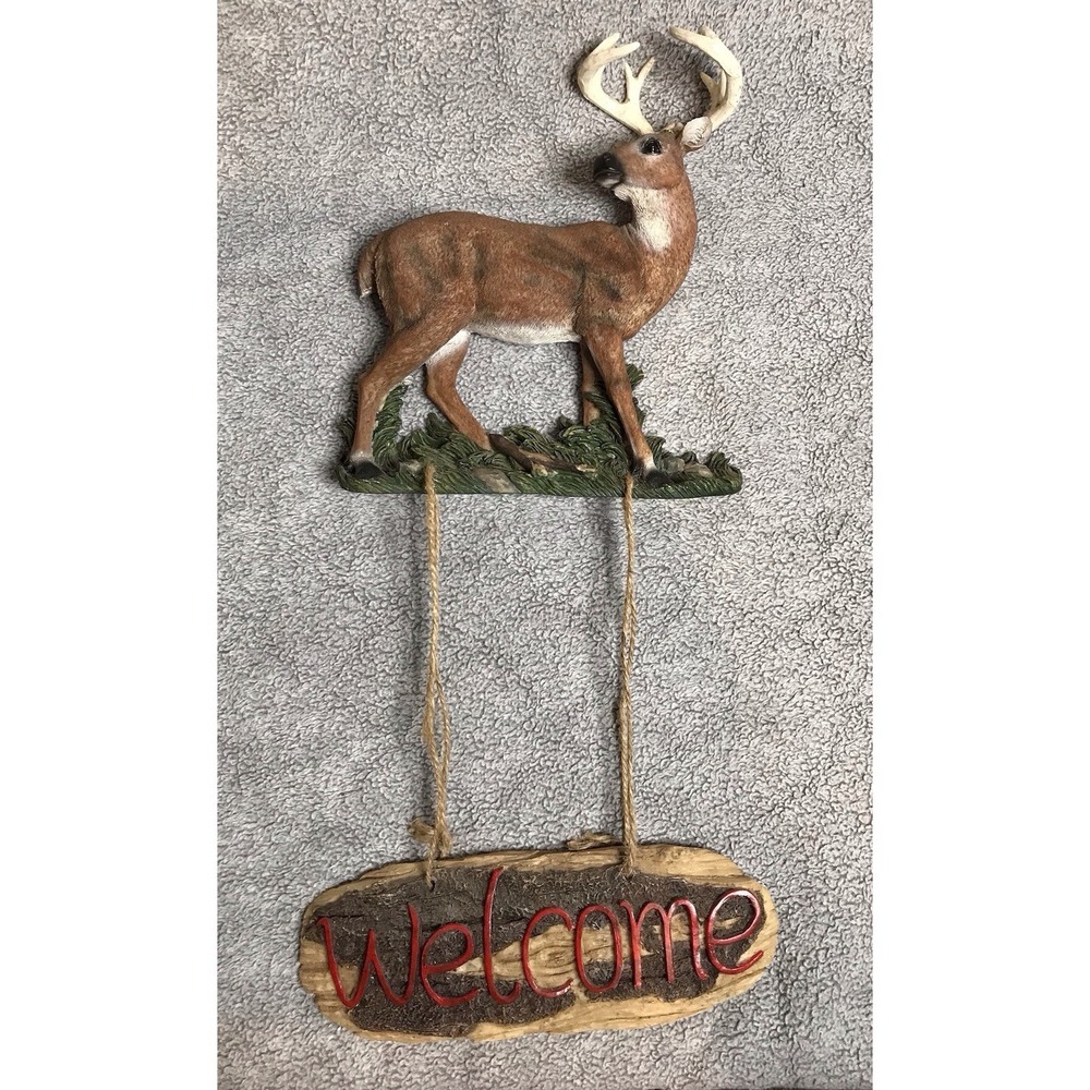 Vintage Deer Cabin Resin Wall Decor Welcome Sign